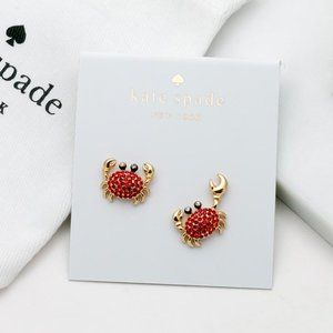 kate spade shore thing red pave crab earrings